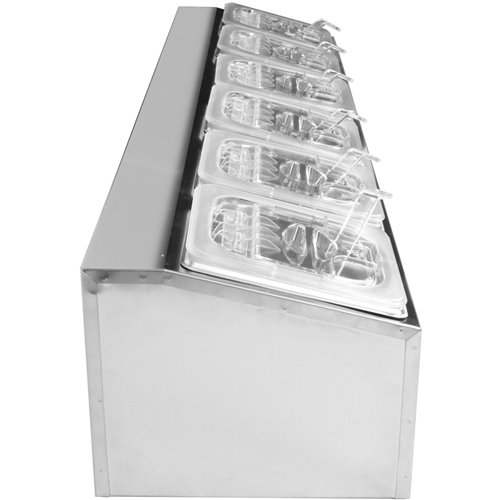 Commercial Condiment Holder including 6xGN1/6-100mm pans &amp fliptop lids | Stalwart DA- CHD06APCFL