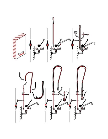 Commercial Wall-Mounted Pre-Rinse Spray Unit with Add-On Faucet &amp 6&quot Centres Chrome | Stalwart DA-BXF214