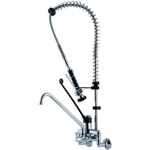 Commercial Wall-Mounted Pre-Rinse Spray Unit with Add-On Faucet &amp 6&quot Centres Chrome | Stalwart DA-BXF214