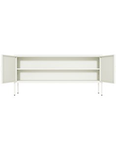 Professional Low Metal Storage Cabinet 2 Doors 1000x400x720mm 1 adjustable shelf White | Stalwart DA-MXHSC004WHITE 2