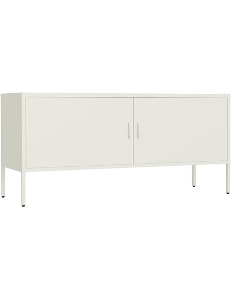 Professional Low Metal Storage Cabinet 2 Doors 1000x400x720mm 1 adjustable shelf White | Stalwart DA-MXHSC004WHITE