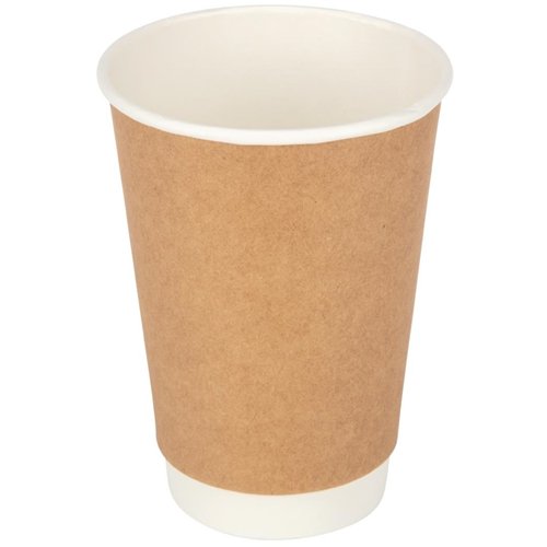 500pcs Compostable Coffee Cups Double wall 16oz/473ml Kraft | Stalwart DA- DW16K