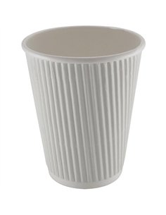 500pcs Compostable Coffee Cups Ripple wall 8oz/237ml White | Stalwart DA- RW8W