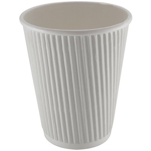 500pcs Compostable Coffee Cups Ripple wall 8oz/237ml White | Stalwart DA- RW8W