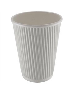 500pcs Compostable Coffee Cups Ripple wall 12oz/355ml White | Stalwart DA- RW12W