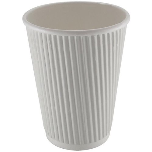 500pcs Compostable Coffee Cups Ripple wall 12oz/355ml White | Stalwart DA- RW12W