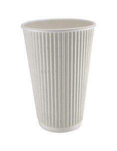 500pcs Compostable Coffee Cups Ripple wall 16oz/473ml White | Stalwart DA- RW16W