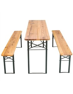 Three Piece Foldable Beer Table and Bench Set, Wooden Outdoor Garden Furniture 1800x800x770mm | Stalwart DA- BT18080 2