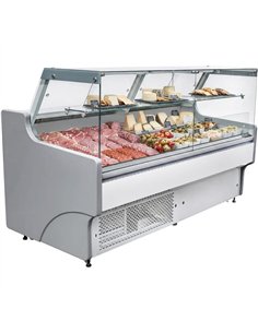Serve over Deli counter White front Straight glass front Width 1330mm | Stalwart DA- BLUEL128