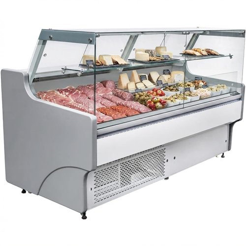Serve over Deli counter White front Straight glass front Width 1330mm | Stalwart DA- BLUEL128