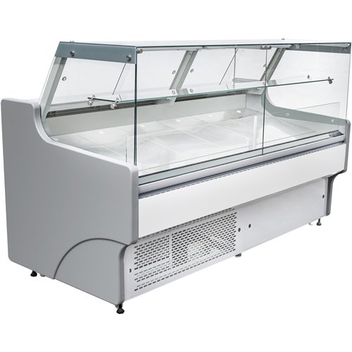 Serve over Deli counter White front Straight glass front Width 1330mm | Stalwart DA- BLUEL128