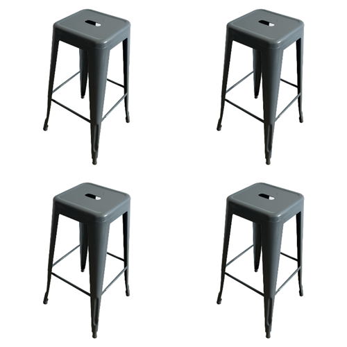 Industrial Bar Stool Steel Grey Finish 310x310x770mm | Stalwart DA- HYX504STEELGREY