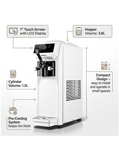 Commercial Standing Soft Serve Ice Cream Machine 13–16L/H 210x610x706mm | Stalwart DA- SKFAT1116WHITE 2