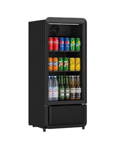 Commercial 200L Upright Glass Door Bottle Cooler Black 540 x 560 x 1325mm | Stalwart DA- SC200BLACK