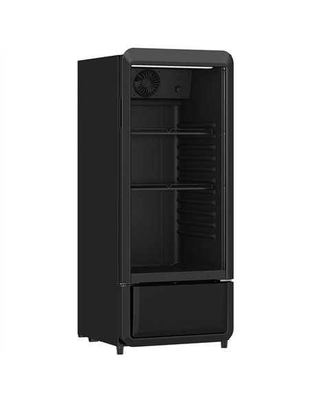 Commercial 200L Upright Glass Door Bottle Cooler Black 540 x 560 x 1325mm | Stalwart DA- SC200BLACK