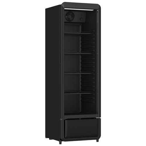 Commercial 280L Upright Single Glass Door Bottle Cooler Black 540 x 560 x 1725mm | Stalwart DA- SC280BLACK