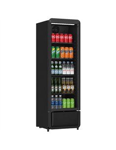 Commercial 388L Upright Single Glass Door Bottle Cooler Black 595 x 592 x 1878mm | Stalwart DA- SC360BLACK