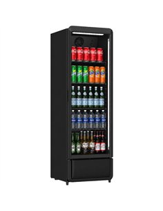 Commercial 377L Upright Single Glass Door Bottle Cooler Black 595 x 618 x 1876mm | Stalwart DA- SC380BLACK