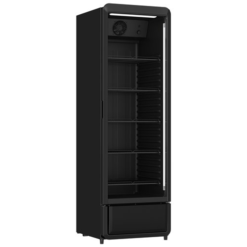 Commercial 377L Upright Single Glass Door Bottle Cooler Black 595 x 618 x 1876mm | Stalwart DA- SC380BLACK