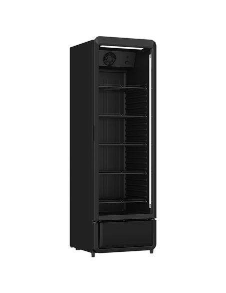 Commercial 377L Upright Single Glass Door Bottle Cooler Black 595 x 618 x 1876mm | Stalwart DA- SC380BLACK