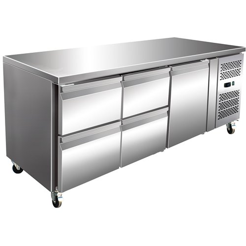 Commercial Refrigerated Counter 1 Door 4 Drawers Depth 700mm | Stalwart DA- THP3140TNEC