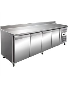Professional Refrigerated Counter with Upstand 4 Doors Depth 600mm | Stalwart DA- THSNACK4200TNEC