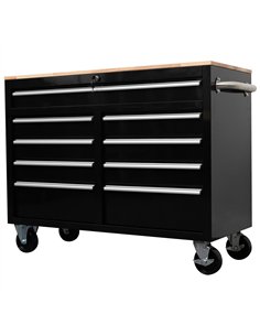 Professional 46 Inch Black Steel Rolling Tool Chest with 9 Drawers and Rubberwood Top 1170 x 462 x 913mm | Stalwart DA- 461909DB 2