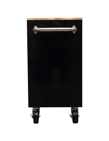 Professional 46 Inch Black Steel Rolling Tool Chest with 9 Drawers and Rubberwood Top 1170 x 462 x 913mm | Stalwart DA- 461909DB
