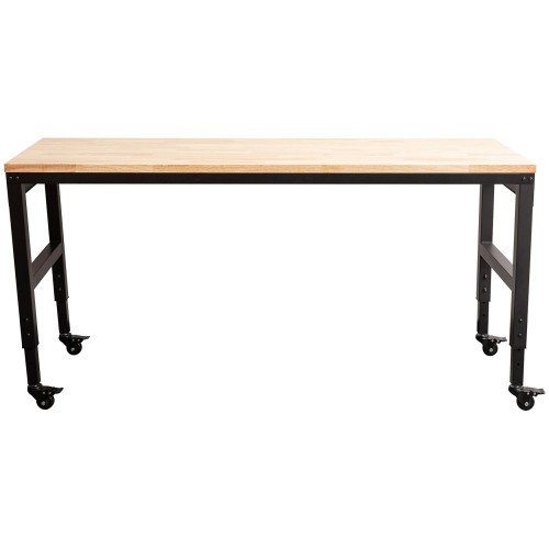 Professional Adjustable Workbench with Rubberwood Top, Side Pegboards and Castors 1830 x 635 x 750–975mm | Stalwart DA- WBT7225