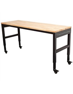 Professional Adjustable Workbench with Rubberwood Top, Side Pegboards and Castors 1830 x 635 x 750–975mm | Stalwart DA- WBT7225 2