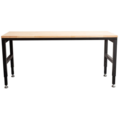 Professional Adjustable Workbench with Rubberwood Top, Side Pegboards and Castors 1830 x 635 x 750–975mm | Stalwart DA- WBT7225