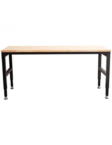 Professional Adjustable Workbench with Rubberwood Top, Side Pegboards and Castors 1830 x 635 x 750–975mm | Stalwart DA- WBT7225