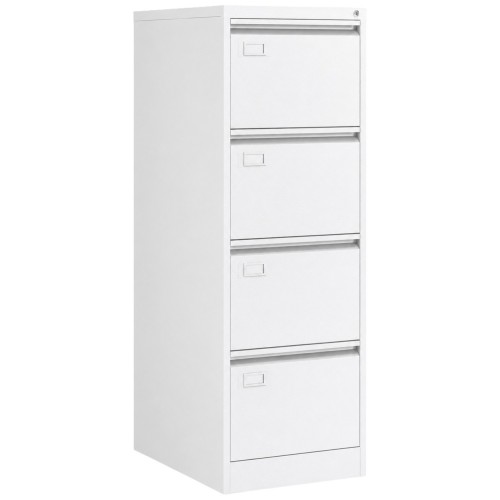 Professional White Steel Filing Cabinet 4 Drawer 452 x 620 x 1330mm | Stalwart DA- FCD4AWHITE