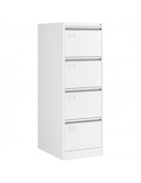 Professional White Steel Filing Cabinet 4 Drawer 452 x 620 x 1330mm | Stalwart DA- FCD4AWHITE