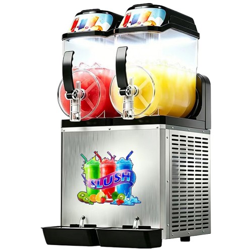 Commercial 2 Tank Slush Machine 24L with Digital Control Panel 400 x 550 x 790mm | Stalwart DA- ZBGM212
