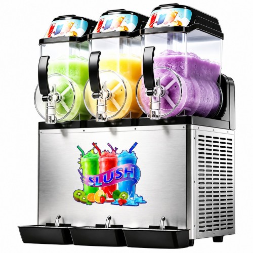 Commercial 3 Tank Slush Machine 36L 600 x 550 x 790mm with Digital Control Panel | Stalwart DA- ZBGM312