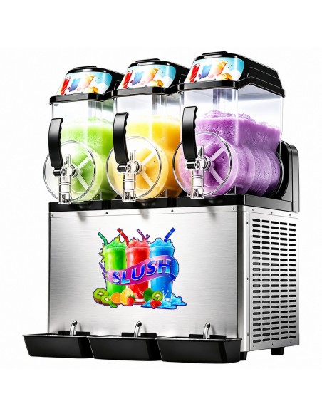 Commercial 3 Tank Slush Machine 36L 600 x 550 x 790mm with Digital Control Panel | Stalwart DA- ZBGM312