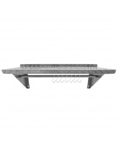 Commercial Stainless Steel Wall Mounted Non-Slip Shelf with Rail &amp 7 Hooks 900 x 300 x 230mm | Stalwart DA- RTW3B0930