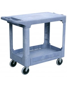 Commercial 2 Tier Plastic Service Cart with Castors | Stalwart DA- PFC77482A
