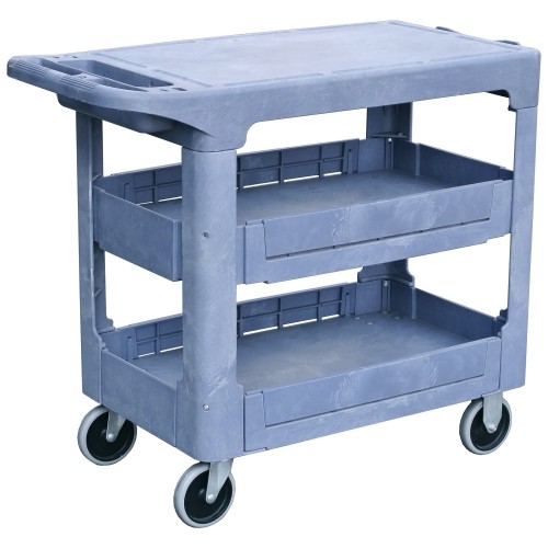Commercial 3 Tier Plastic Service Cart with Castors | Stalwart DA- PFC77483A