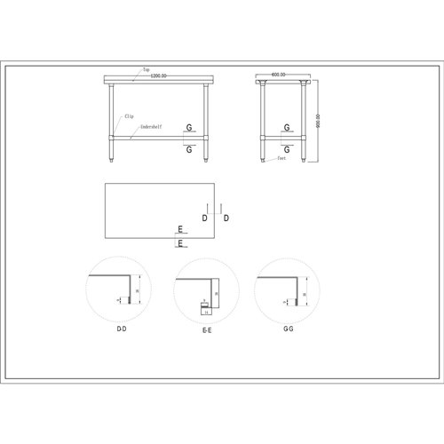 Commercial Stainless Steel Work Table Bottom shelf 1200x600x900mm | Stalwart DA-WT60120G