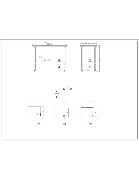 Commercial Stainless Steel Work Table Bottom shelf 1200x600x900mm | Stalwart DA-WT60120G