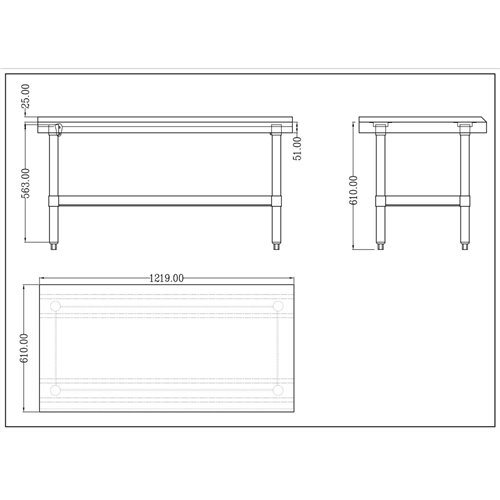 Commercial Equipment Stand / Low Height Table Stainless Steel Bottom shelf 3 Side Upstand 600x600x600mm | Stalwart DA-EES2448