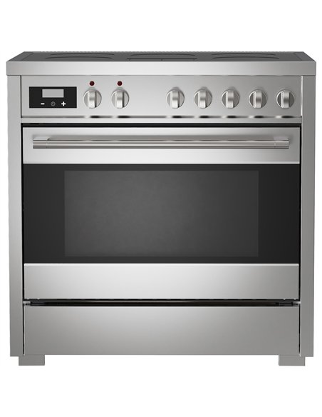 Commercial Stainless Steel Induction Range Cooker with 5 Zone Hob, 120L Oven, Air Fry &amp Rotisserie 895 x 620 x 884–914mm | St