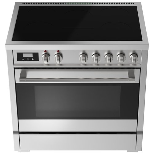 Commercial Stainless Steel Induction Range Cooker with 5 Zone Hob, 120L Oven, Air Fry &amp Rotisserie 895 x 620 x 884–914mm | St
