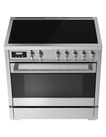 Commercial Stainless Steel Induction Range Cooker with 5 Zone Hob, 120L Oven, Air Fry &amp Rotisserie 895 x 620 x 884–914mm | St