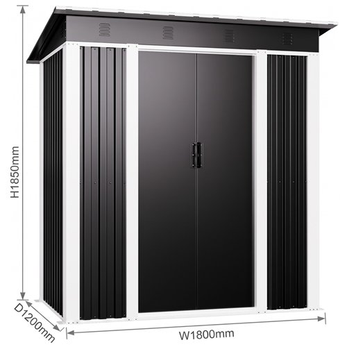 Outdoor Steel Storage Shed 6 x 4ft 1800 x 1200 x 1850mm | Stalwart DA-SART102