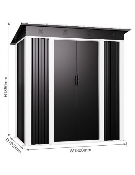 Outdoor Steel Storage Shed 6 x 4ft 1800 x 1200 x 1850mm | Stalwart DA-SART102