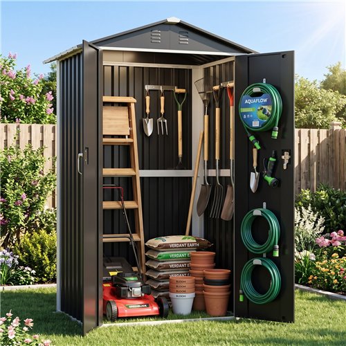 Outdoor Steel Storage Shed 4 x 3ft 1200 x 900 x 1850mm | Stalwart DA-SART104