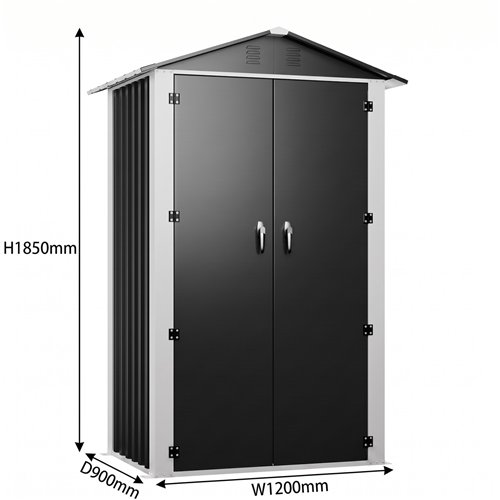 Outdoor Steel Storage Shed 4 x 3ft 1200 x 900 x 1850mm | Stalwart DA-SART104